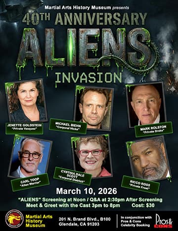 Besetzung von 'Aliens' kommt zum 40. Jubiläums-Event im Martial Arts History Museum zusammen