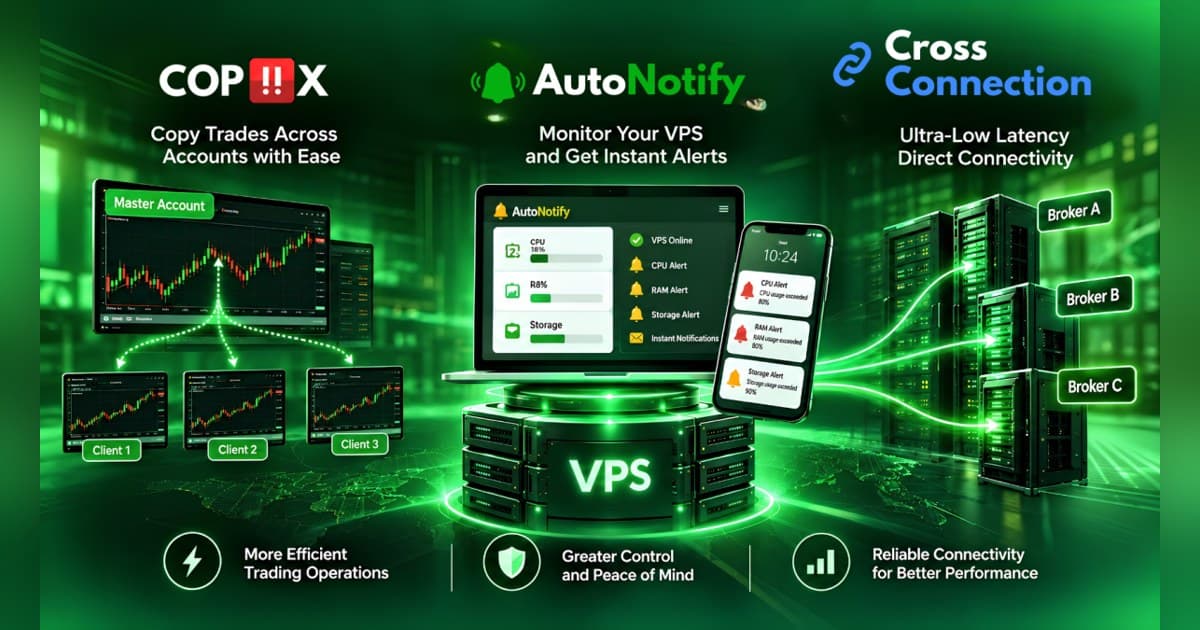 TradingFXVPS erweitert sein Angebot zu einer vollständigen Handelsinfrastruktur mit Copiix, Monitoring und Cross-Connects