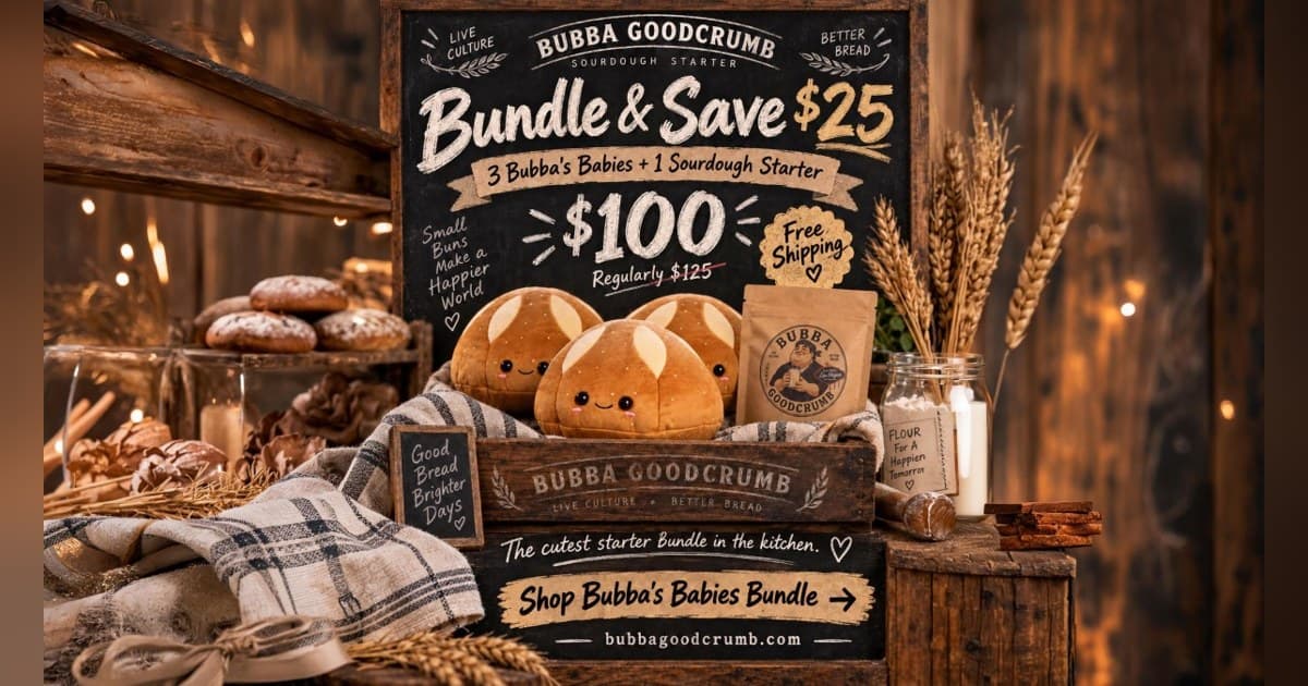 Bubba Goodcrumb bringt Bubba's Baby Sauerteig-Plüschtier landesweit auf den Markt und trifft den Sauerteig-Trend