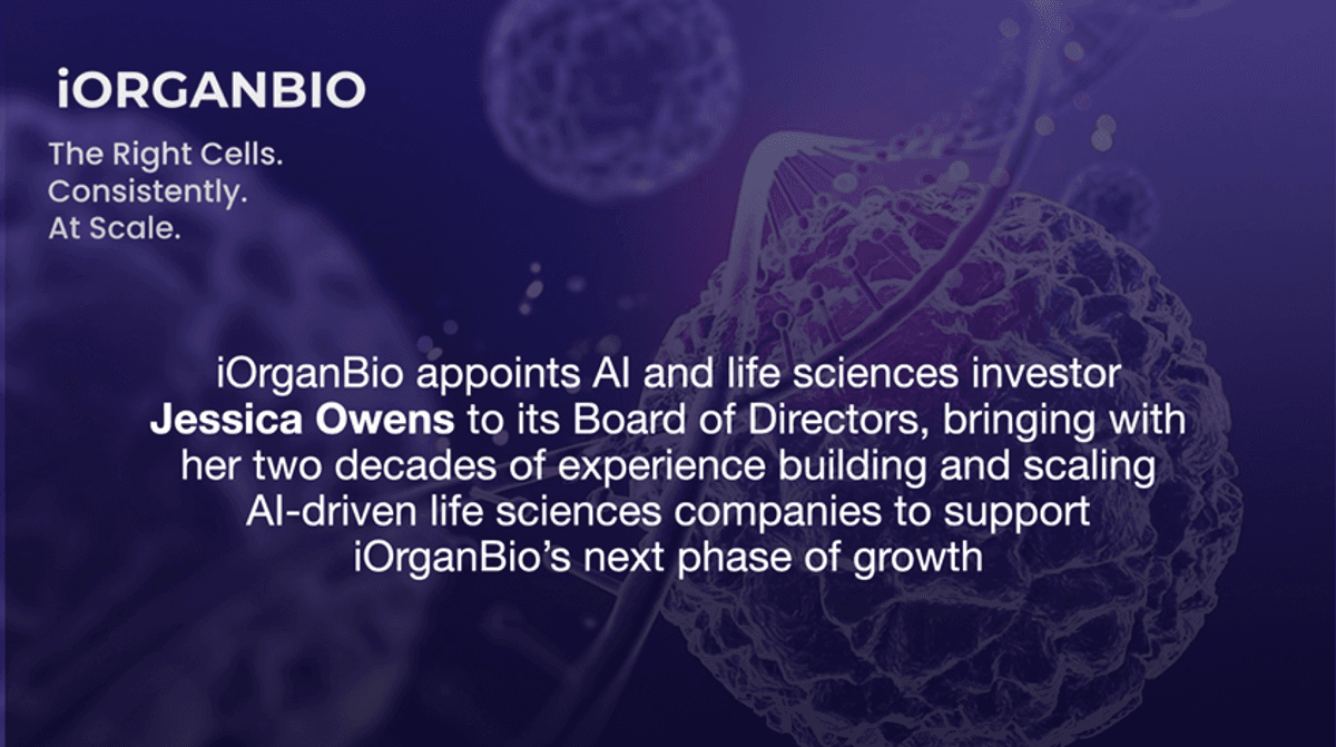 iOrganBio beruft KI- und Life-Sciences-Investorin Jessica Owens in den Vorstand