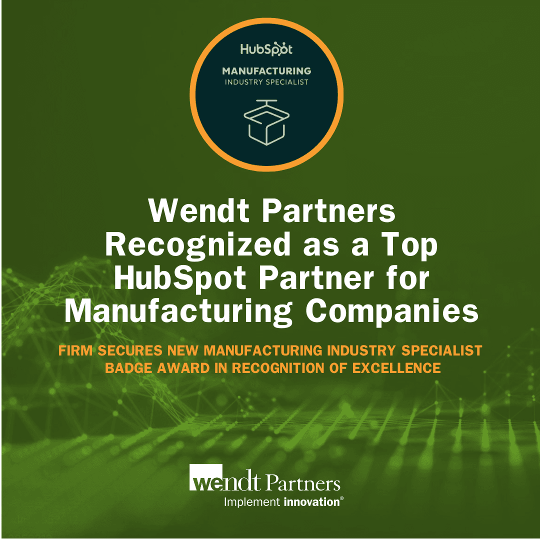 Wendt Partners erhält HubSpot-Auszeichnung als Manufacturing Industry Specialist