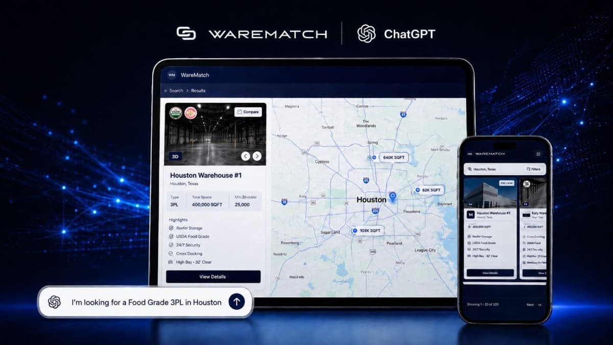 WareMatch startet im ChatGPT App Store und ermöglicht die 3PL-Suche in natürlicher Sprache