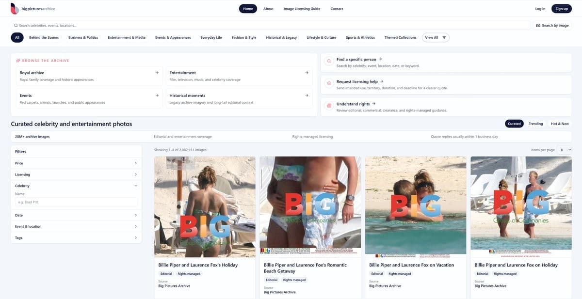 Big Pictures Archive eröffnet Online-Zugang zu 2 Millionen lizenzrechtlich geschützten Promi- und Unterhaltungsbildern