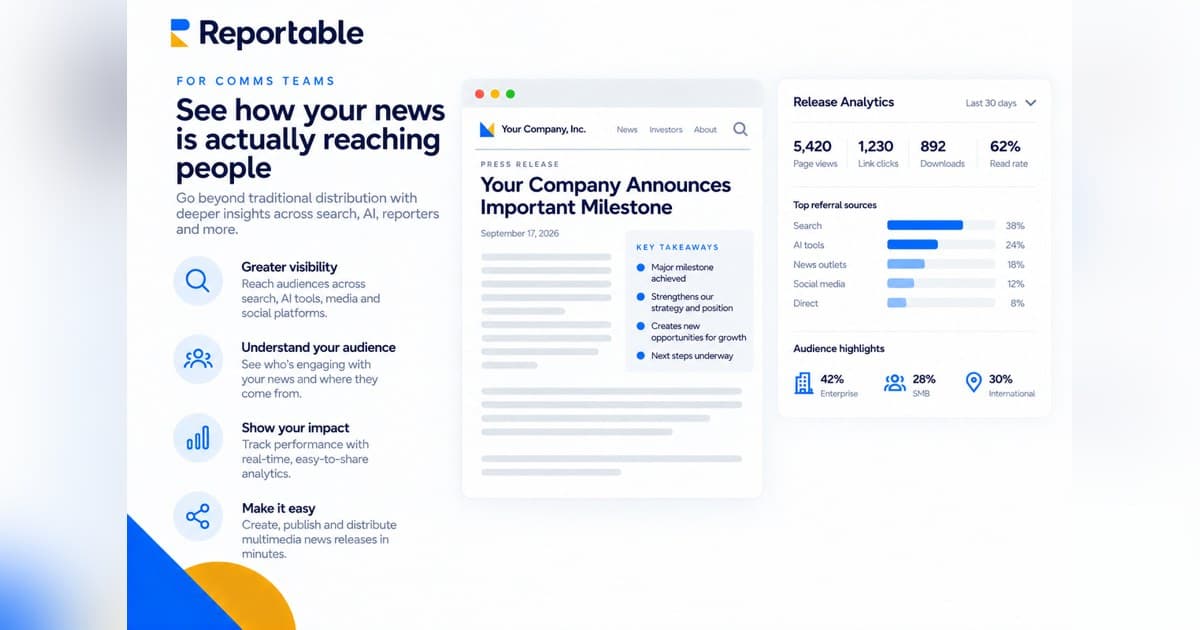 Reportable erweitert die Analyse von Pressemitteilungen über digitale und erweiterte Newswire-Distribution
