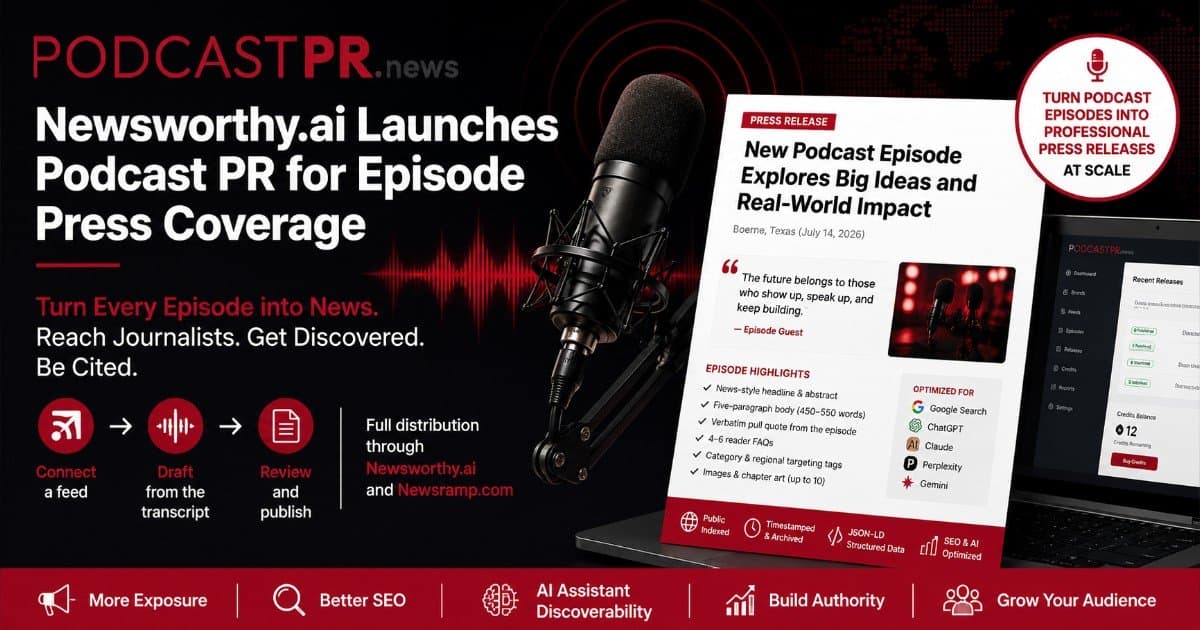 Newsworthy.ai startet Podcast-PR, um Episoden in verteilbare Pressemitteilungen zu verwandeln