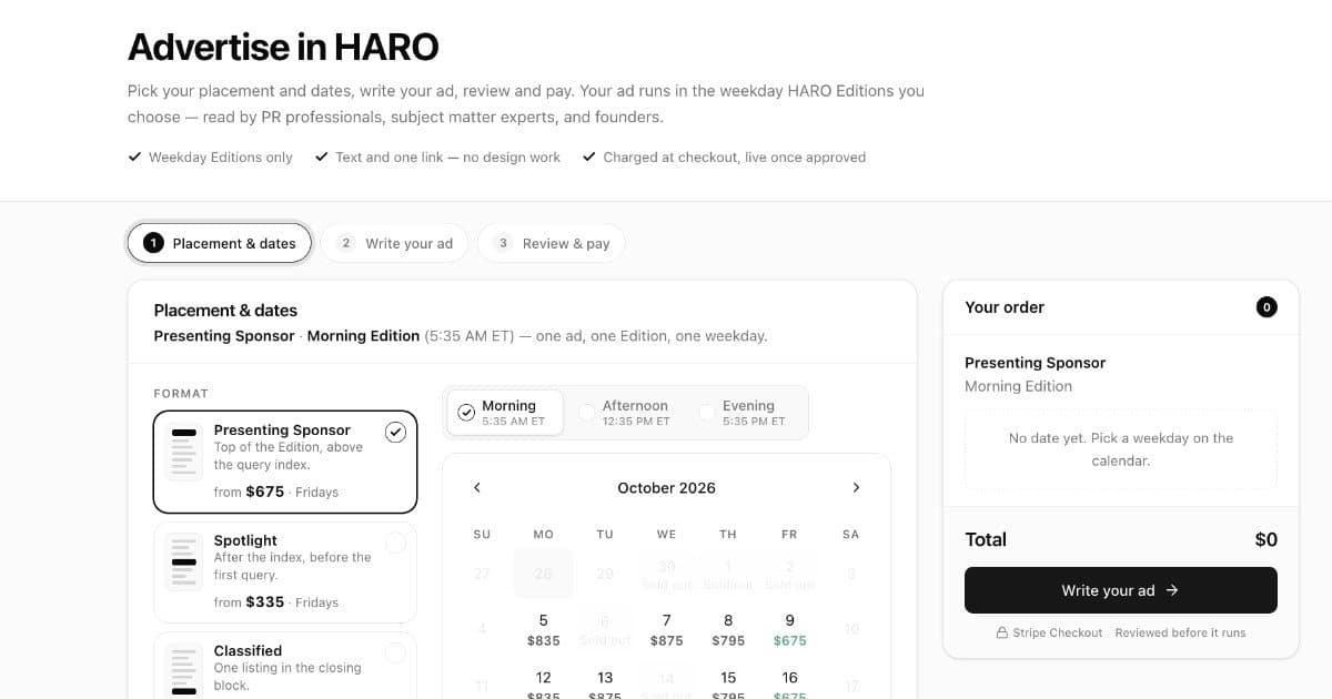 HARO startet Self-Serve-Werbung für seinen Journalisten-Anfragen-Newsletter
